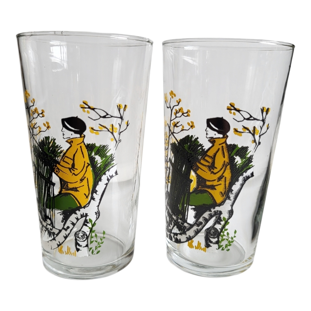 Vintage Mid Century Bird Duck Hunting Glass Tumblers - Set of 6 - Picture 2 of 12